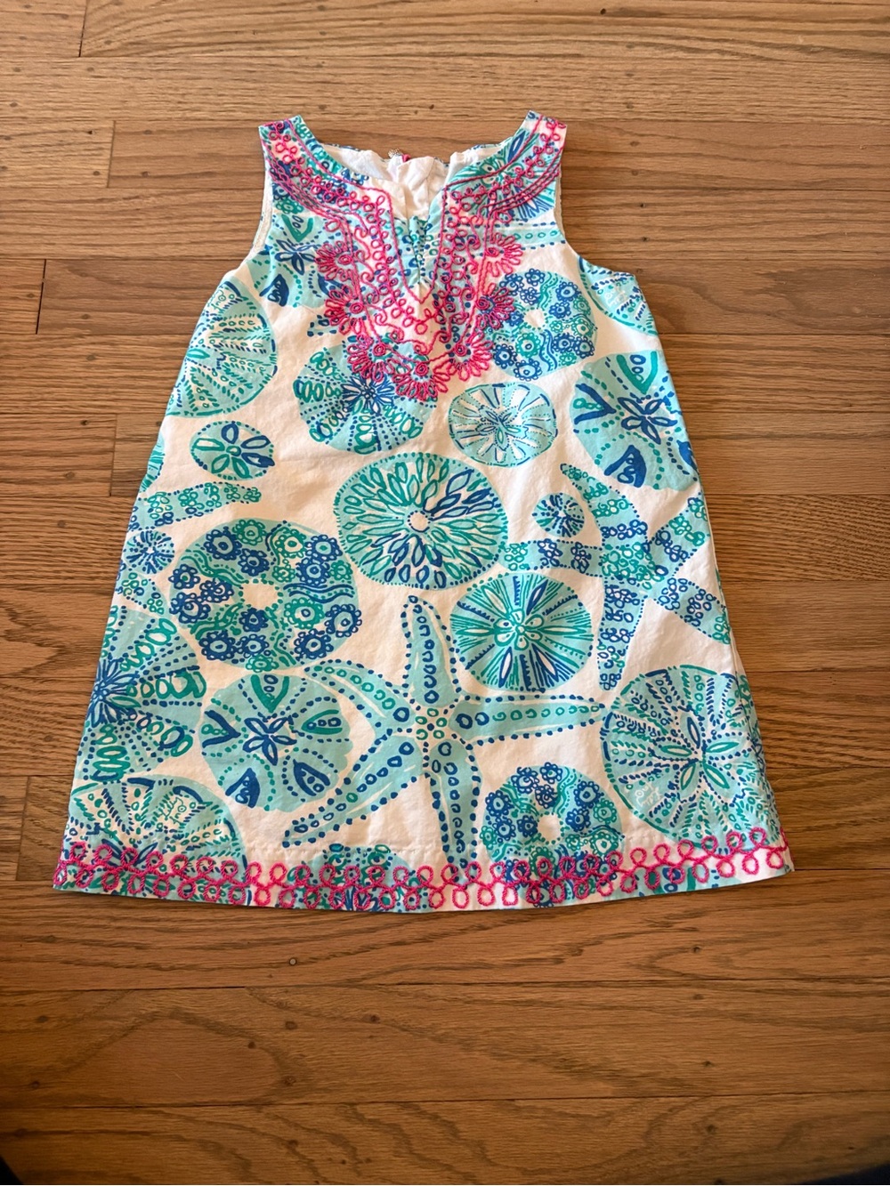 Lilly Pulitzer Sleeveless Beach Print Dress in Turquoise & Pink